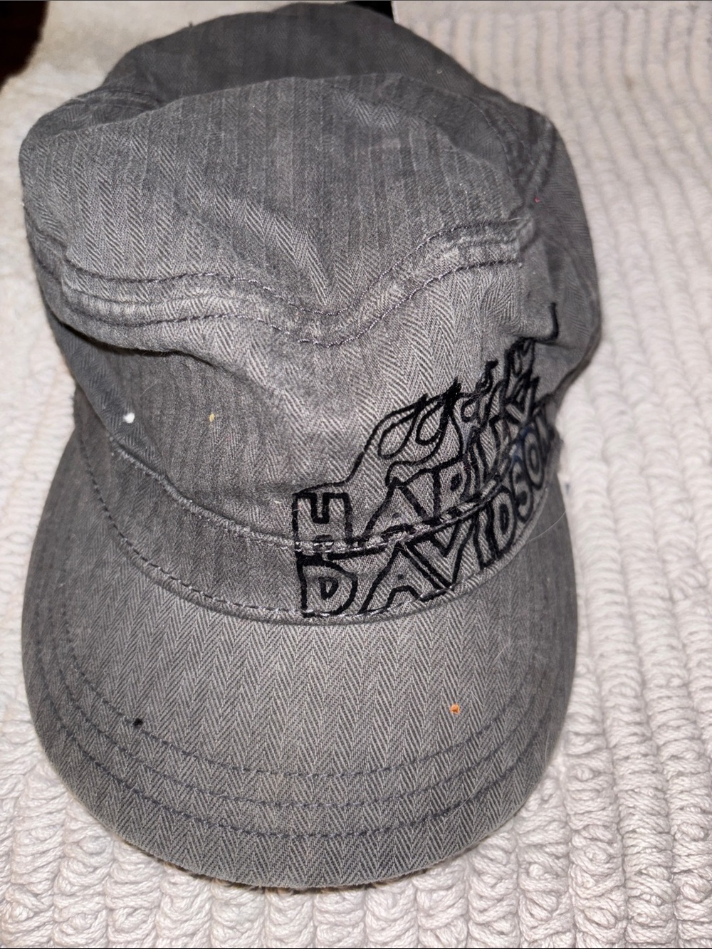 Harley-Davidson Gray Men's Military-Style Cap with Embroidered Logo